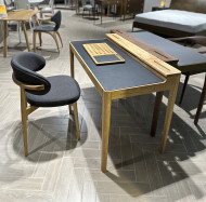 Письменный- компьютерный стол Born, цвет дуб натуральный/ экокожа черная